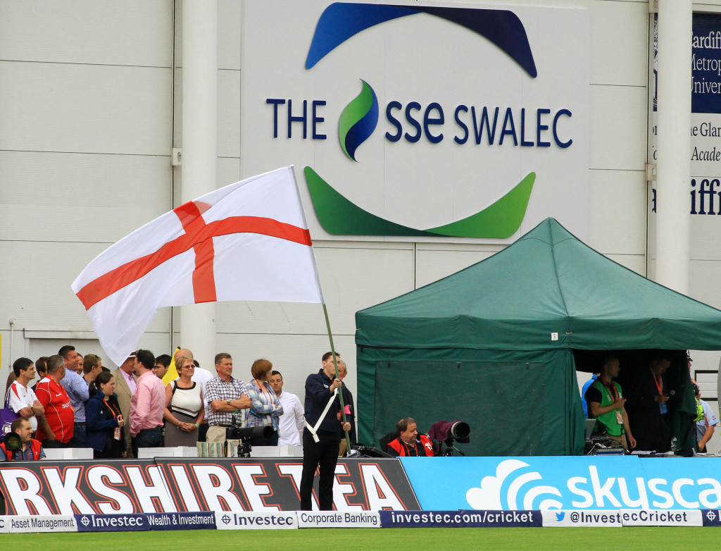 SSE SWALEC @ The Ashes - large flag in front of large logo