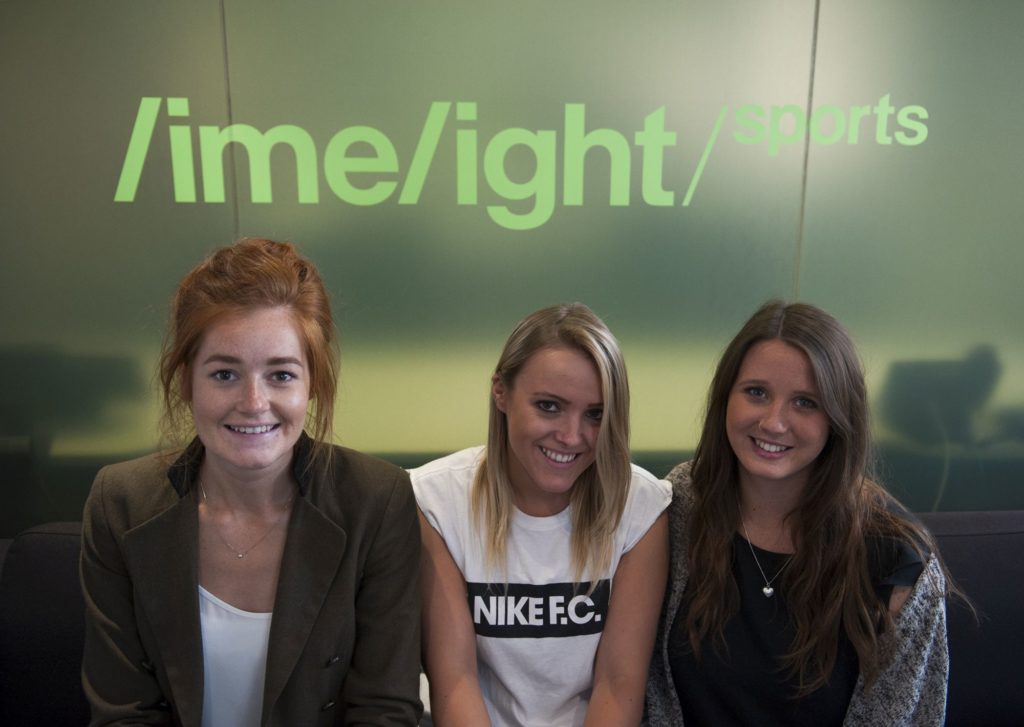 L to R: Megan Palmer, Naomi Turner and Holly Gregory, three of the first to complete the Limelight Sports Academy programme