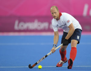 Great Britain's Ben Hawes during their opening pool game in the London 2012 Olympic hockey tournament, at the Riverbank Arena, Olympic Park, Stratford, East London, 30th July 2012.