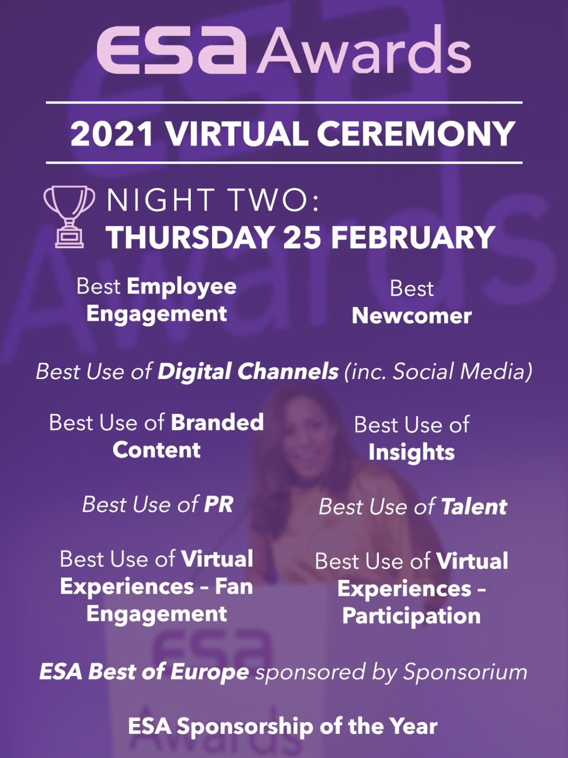 2021 ESA Awards Virtual Ceremony Night Two European Sponsorship